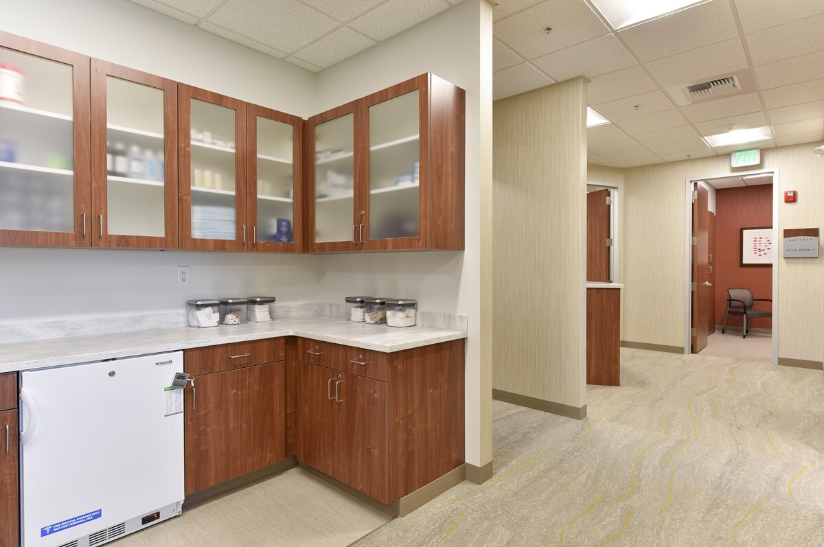 medical office area with counters and cabinets